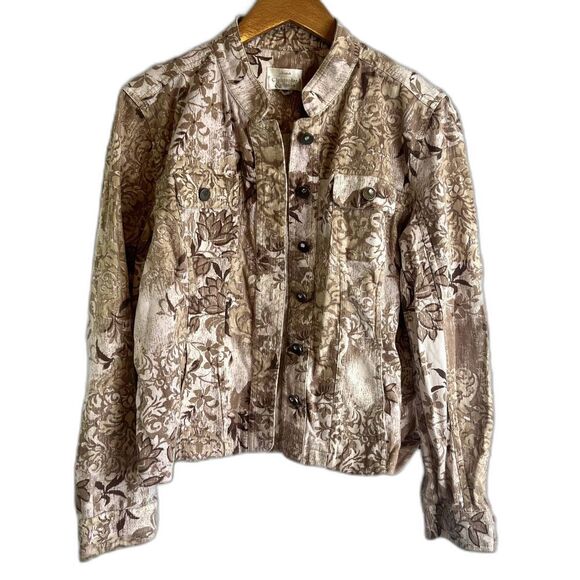 Christopher &‎ Banks Neutral Floral Soft Jacket Size Medium - Picture 1 of 12